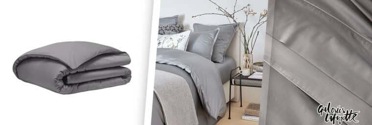 Galeries Lafayette - Housse de couette unie en satin de coton bio Teophile